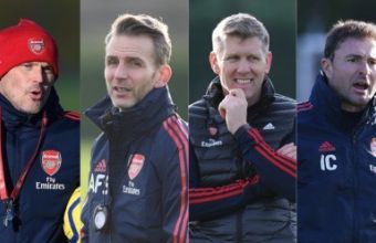 Новия треньорски щаб на Артета.